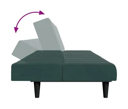 Dvivietė Sofa-Lova Su Pakoja, Tamsiai Žalios Spalvos, Aksomas