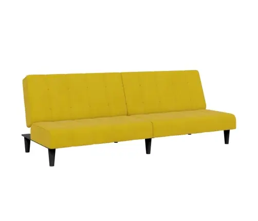 Dvivietė Sofa-Lova Su Pakoja, Geltonos Spalvos, Aksomas