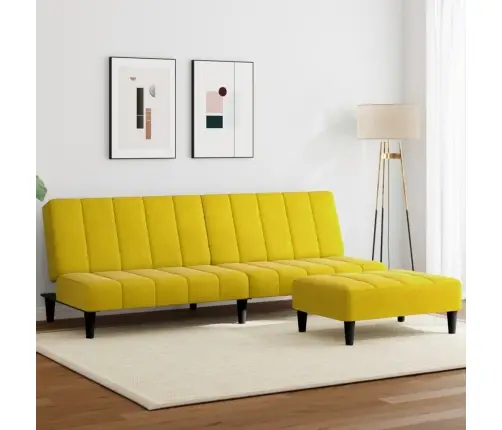 Dvivietė Sofa-Lova Su Pakoja, Geltonos Spalvos, Aksomas