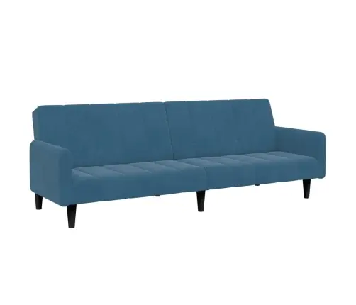 2-Vietīga Dīvāngulta Ar Kāju Balstu, Zils Samts Vidaxl