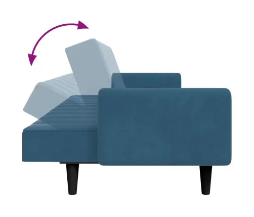 2-Vietīga Dīvāngulta Ar Kāju Balstu, Zils Samts Vidaxl