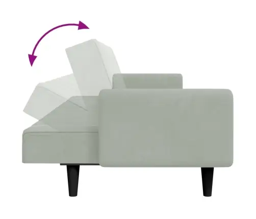 Dvivietė Sofa-Lova Su Pakoja, Šviesiai Pilkos Spalvos, Aksomas