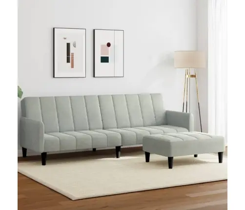 Dvivietė Sofa-Lova Su Pakoja, Šviesiai Pilkos Spalvos, Aksomas