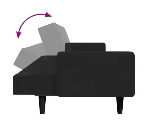 2-Vietīga Dīvāngulta Ar Kāju Balstu, Melns Samts Vidaxl