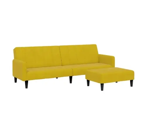Dvivietė Sofa-Lova Su Pakoja, Geltonos Spalvos, Aksomas