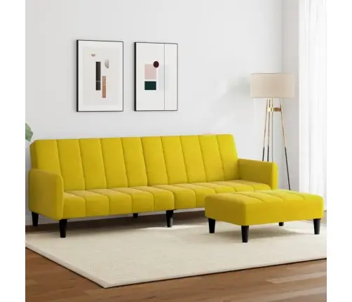 Dvivietė Sofa-Lova Su Pakoja, Geltonos Spalvos, Aksomas