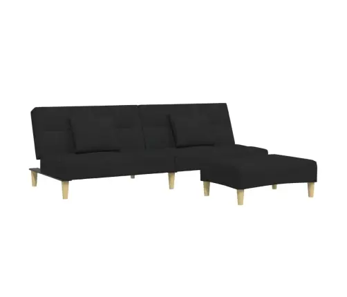 Dvivietė Sofa-Lova Su Pakoja, Juodos Spalvos, Audinys