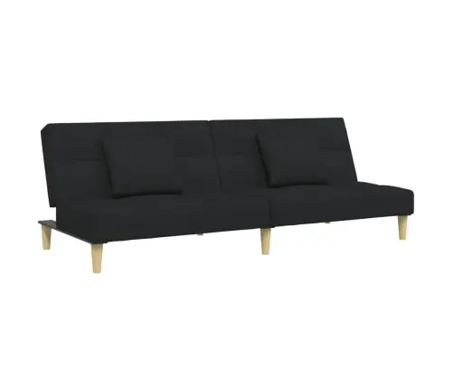 Dvivietė Sofa-Lova Su Pakoja, Juodos Spalvos, Audinys
