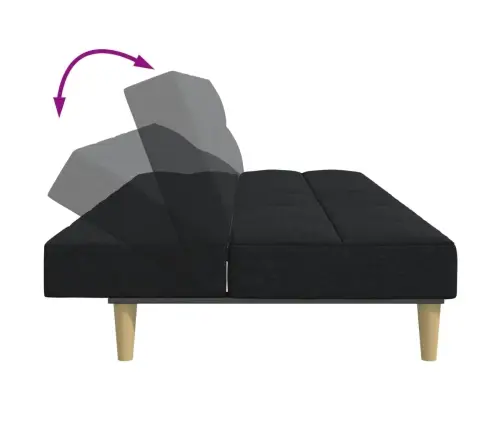 Dvivietė Sofa-Lova Su Pakoja, Juodos Spalvos, Audinys