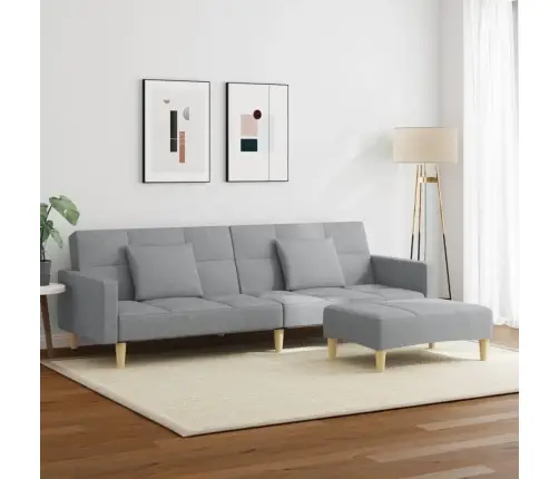 2-Vietīga Dīvāngulta Ar Kāju Balstu, Gaiši Pelēks Audums Vidaxl