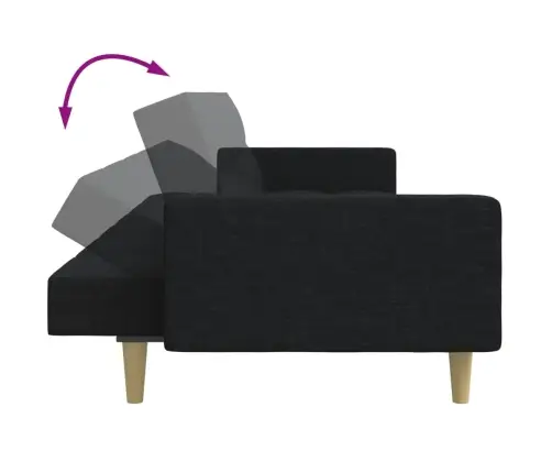 2-Vietīga Dīvāngulta Ar Kāju Balstu, Melns Audums Vidaxl