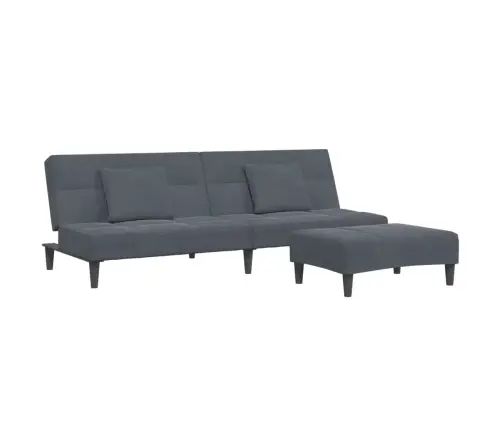 Dvivietė Sofa-Lova Su Pakoja, Tamsiai Pilkos Spalvos, Aksomas