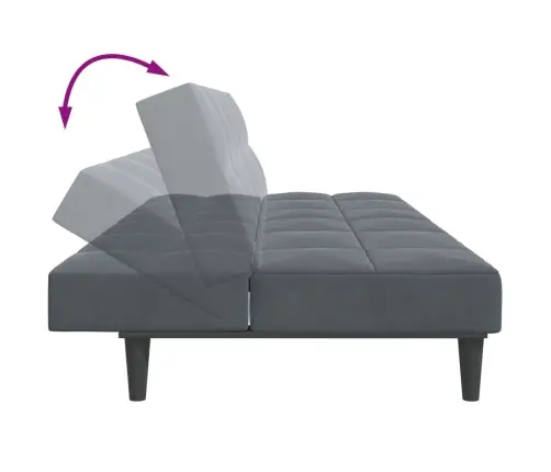 Dvivietė Sofa-Lova Su Pakoja, Tamsiai Pilkos Spalvos, Aksomas