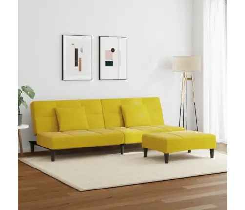 Divvietīga Dīvāngulta Ar Kājsoliņu, Dzeltens Samts Vidaxl