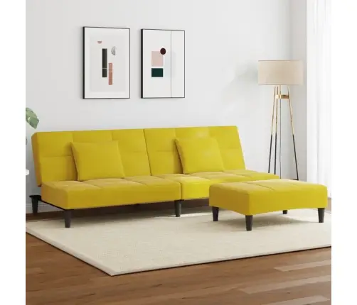 Divvietīga Dīvāngulta Ar Kājsoliņu, Dzeltens Samts Vidaxl