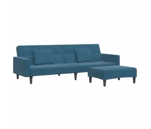 Dvivietė Sofa-Lova Su Pakoja, Mėlynos Spalvos, Aksomas