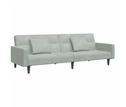 2-Vietīga Dīvāngulta Ar Kāju Balstu, Gaiši Pelēks Samts Vidaxl