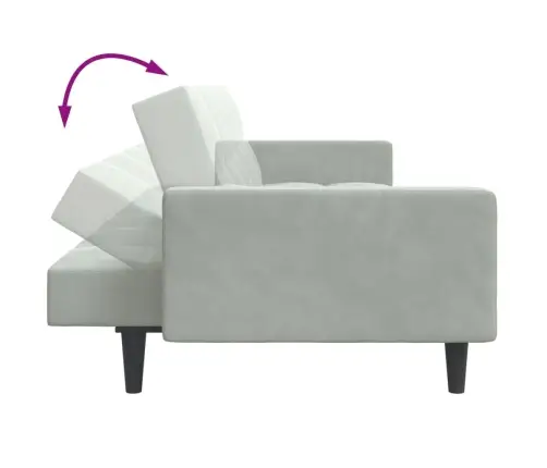 2-Vietīga Dīvāngulta Ar Kāju Balstu, Gaiši Pelēks Samts Vidaxl