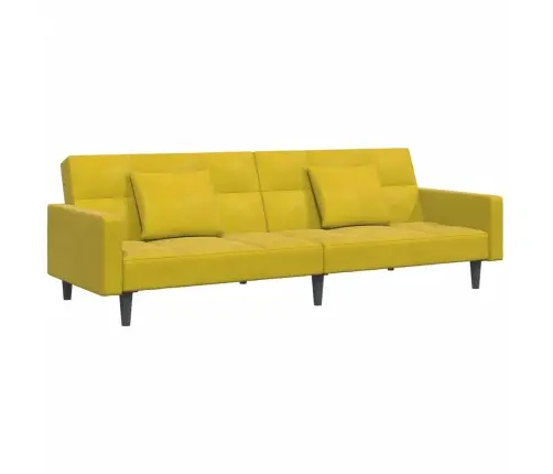 Dvivietė Sofa-Lova Su Pakoja, Geltonos Spalvos, Aksomas
