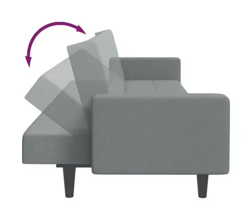 2-Vietīga Dīvāngulta Ar Kāju Balstu, Gaiši Pelēks Audums Vidaxl