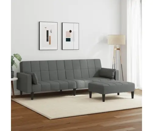 2-Vietīga Dīvāngulta Ar Kāju Balstu, Tumši Pelēks Audums Vidaxl