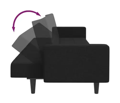 2-Vietīga Dīvāngulta Ar Kāju Balstu, Melns Audums Vidaxl