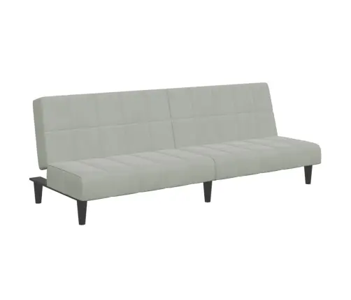 2-Vietīga Dīvāngulta Ar Kāju Balstu, Gaiši Pelēks Samts Vidaxl