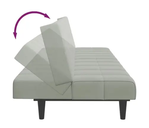 2-Vietīga Dīvāngulta Ar Kāju Balstu, Gaiši Pelēks Samts Vidaxl