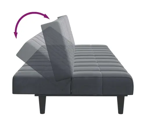 Dvivietė Sofa-Lova Su Pakoja, Tamsiai Pilkos Spalvos, Aksomas