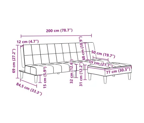 2-Vietīga Dīvāngulta Ar Kāju Balstu, Zaļš Samts Vidaxl