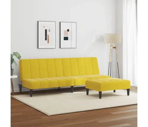 Divvietīga Dīvāngulta Ar Kājsoliņu, Dzeltens Samts Vidaxl