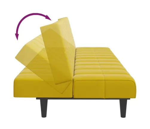 Divvietīga Dīvāngulta Ar Kājsoliņu, Dzeltens Samts Vidaxl