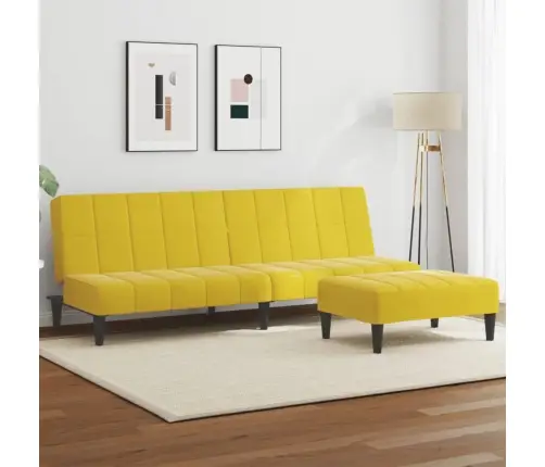 Divvietīga Dīvāngulta Ar Kājsoliņu, Dzeltens Samts Vidaxl