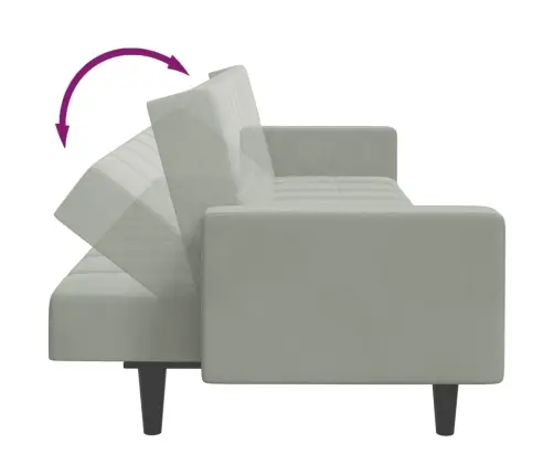 2-Vietīga Dīvāngulta Ar Kāju Balstu, Gaiši Pelēks Samts Vidaxl