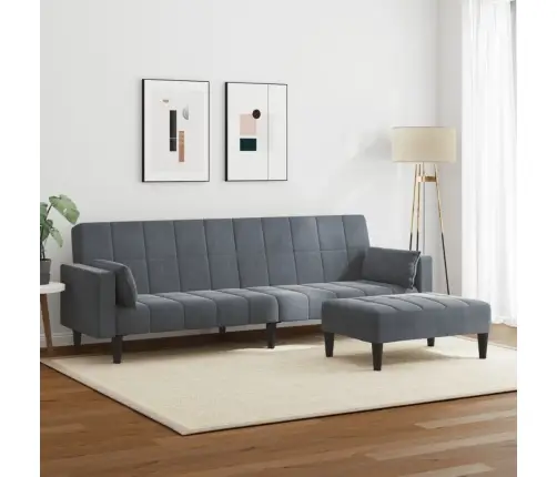 Dvivietė Sofa-Lova Su Pakoja, Tamsiai Pilkos Spalvos, Aksomas
