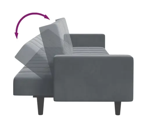Dvivietė Sofa-Lova Su Pakoja, Tamsiai Pilkos Spalvos, Aksomas