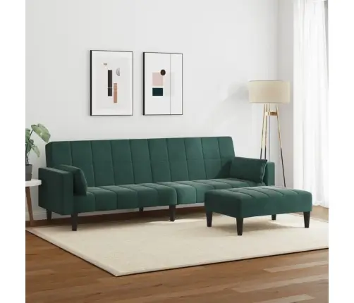 Dvivietė Sofa-Lova Su Pakoja, Tamsiai Žalios Spalvos, Aksomas