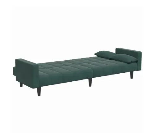 Dvivietė Sofa-Lova Su Pakoja, Tamsiai Žalios Spalvos, Aksomas