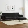 2-Vietīga Dīvāngulta Ar Kāju Balstu, Melns Samts Vidaxl