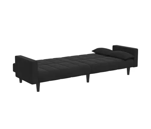 2-Vietīga Dīvāngulta Ar Kāju Balstu, Melns Samts Vidaxl