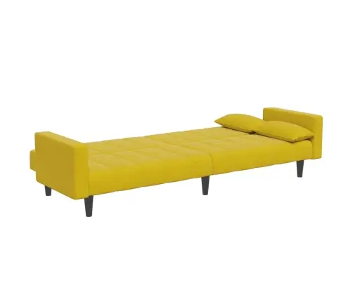 Divvietīga Dīvāngulta Ar Kājsoliņu, Dzeltens Samts Vidaxl