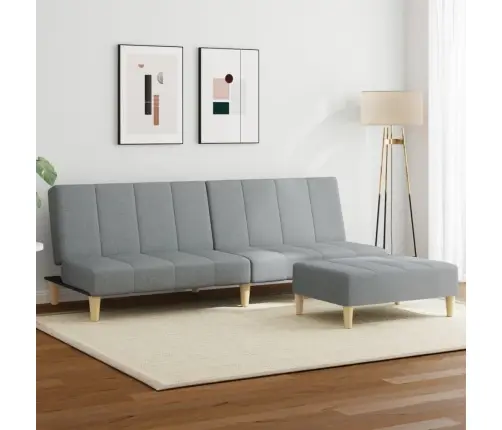 Dvivietė Sofa-Lova Su Pakoja, Šviesiai Pilkos Spalvos, Audinys