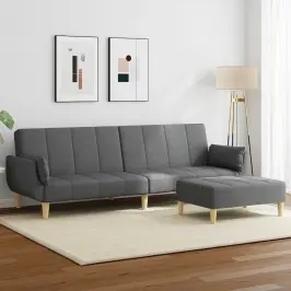 Dvivietė Sofa-Lova Su Pakoja, Tamsiai Pilkos Spalvos, Audinys