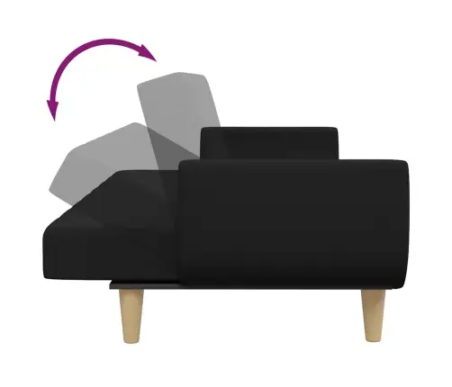 2-Vietīga Dīvāngulta Ar Kāju Balstu, Melns Audums Vidaxl