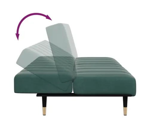 2-Vietīga Dīvāngulta Ar Kāju Balstu, Zaļš Samts Vidaxl