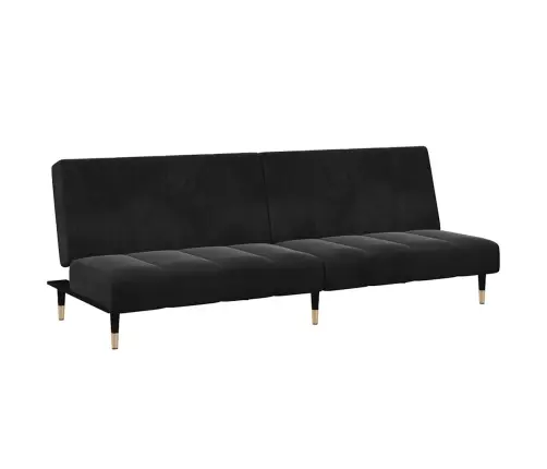 2-Vietīga Dīvāngulta Ar Kāju Balstu, Melns Samts Vidaxl