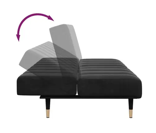 2-Vietīga Dīvāngulta Ar Kāju Balstu, Melns Samts Vidaxl