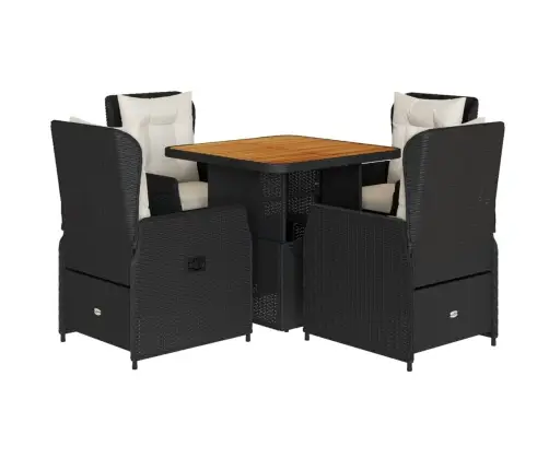 5-Daļīgs Dārza Mēbeļu Komplekts, Matrači, Melna Pe  Rotangpalma Vidaxl