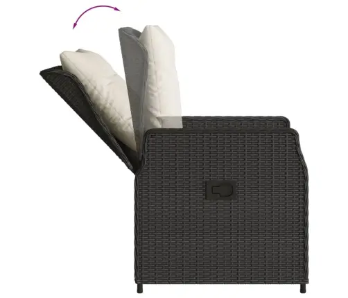 5-Daļīgs Dārza Mēbeļu Komplekts, Matrači, Melna Pe  Rotangpalma Vidaxl