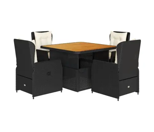 5-Osaline Aiamööbli Komplekt Patjadega, Must, Polürotang